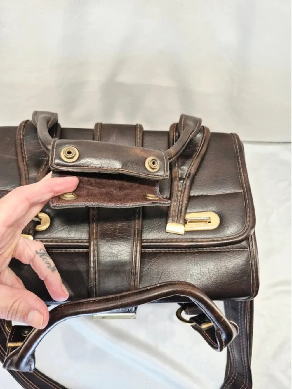 Vintage 70's Brown Leather hard case camera equipment carrierbag c